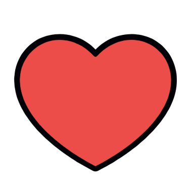 Cesur siyah çizgili kırmızı bir kalp sembolü, basit bir aşk ikonu, romantik ve neşeli bir tasarım.