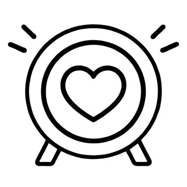 Bir hedef kalp aşk aşk sevgi basit ana hatları simge siyah beyaz minimal