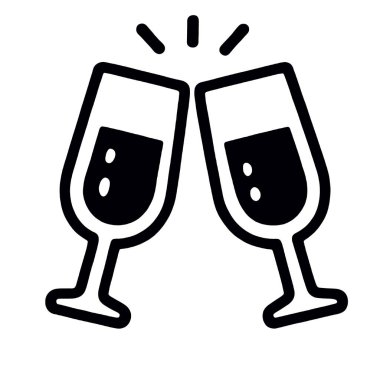 Şıngırdayan bir şarap kadehi, kutlama, tost, parti, neşeli durumlar için şenlik ikonu