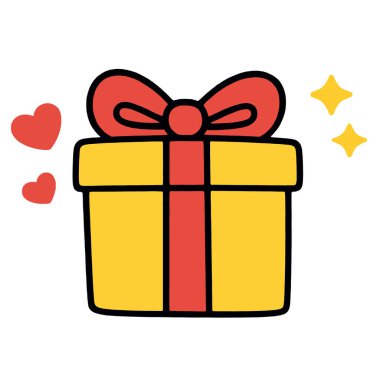 Hediye kutusu kurdelesi, sarı fiyonk, kırmızı hediye.