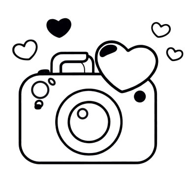 Bir kamera kalbi fotoğrafçılığa bayılır. Basit, siyah, beyaz, sevimli romantik.