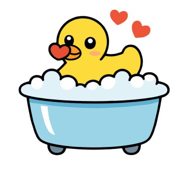 Plastik ördek köpüklü banyo kalbi şirin sarı çizgi film mutlu