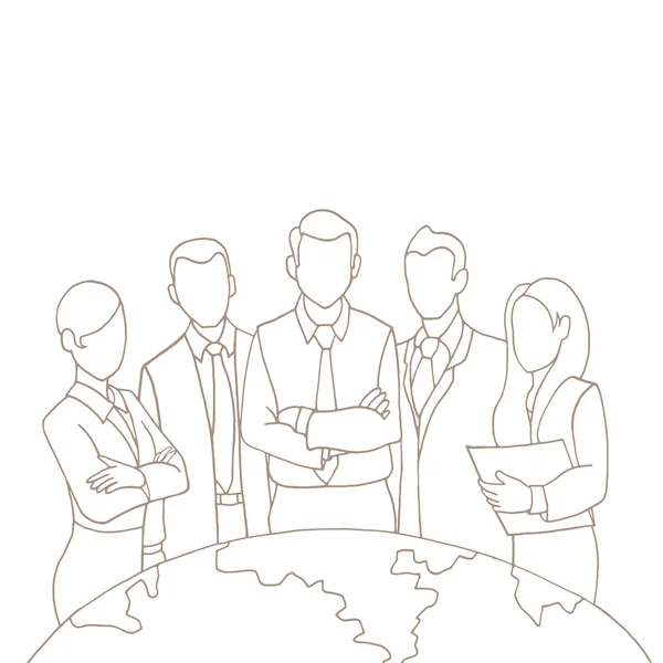 Mano disegno di successo Team Leader — Vettoriale Stock