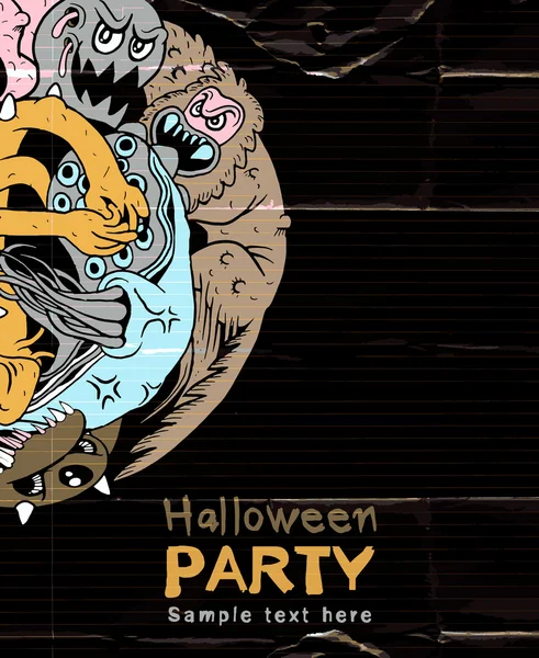 Mão desenhada de cartaz de festa de Halloween — Vetor de Stock