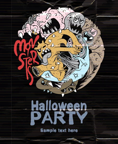 Affiche de fête d'Halloween dessinée à la main — Image vectorielle
