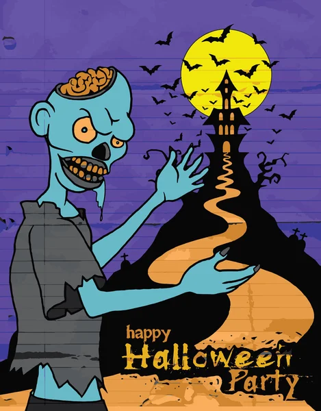 Mão desenhada de cartaz de festa de Halloween — Vetor de Stock
