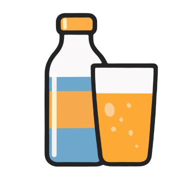 Bir şişe, bardak, içecek, içecek, ikon, içkili şişe ve bardağın basit bir çizimi