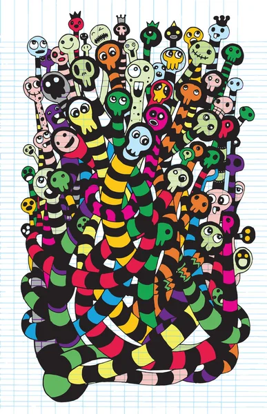 Vektor Illustration von Monstern handgezeichnete Monster Sammlung — Stockvektor