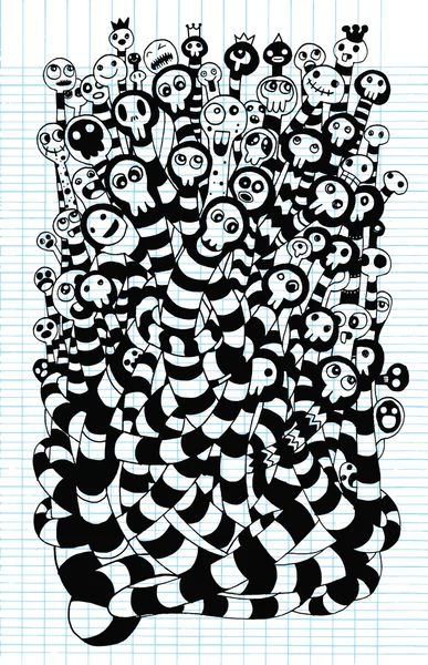 Ilustración vectorial de la colección de monstruos dibujados a mano — Vector de stock