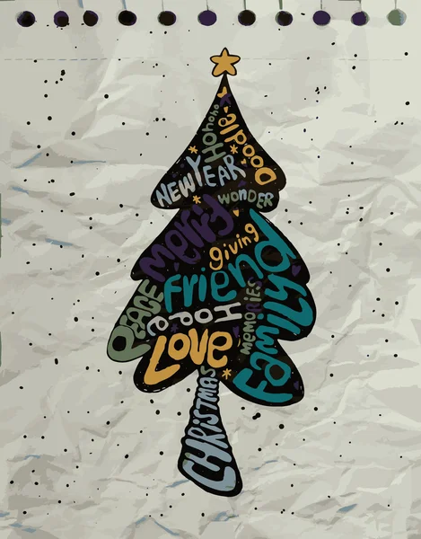 Hand drawing Doodle Silhouette Christmas tree — Stockový vektor