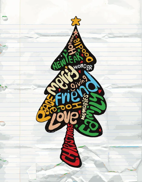 Hand drawing Doodle Silhouette Christmas tree — Stock vektor