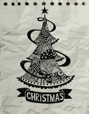 Hand drawing Doodle Christmas tree clipart