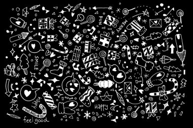 Doodle yılbaşı arka plan vektör çizim