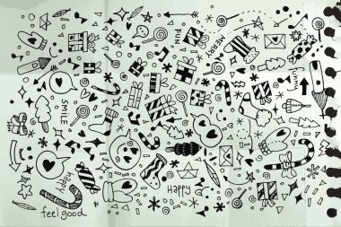 Doodle yılbaşı arka plan vektör çizim