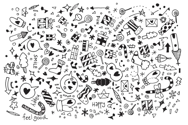 Doodle yılbaşı arka plan vektör çizim