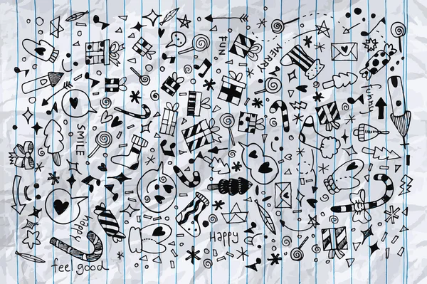 Векторная иллюстрация рождественского фона Doodle — стоковый вектор