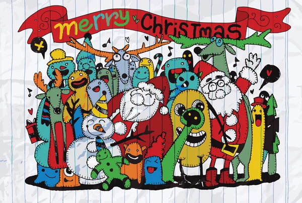 Desenho à mão de Doodle fundo de Natal — Vetor de Stock