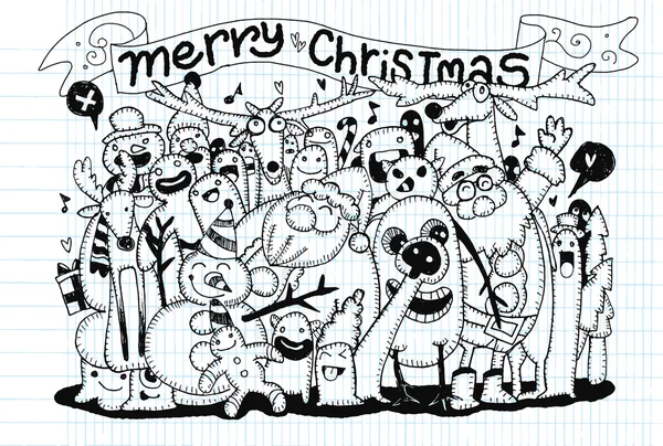 Desenho à mão de Doodle fundo de Natal — Vetor de Stock