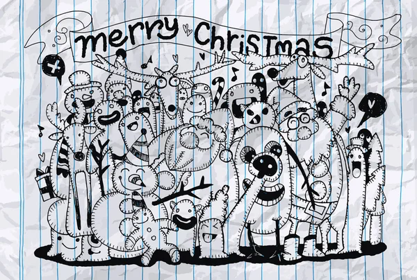 Desenho à mão de Doodle fundo de Natal — Vetor de Stock