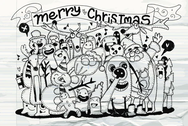 Handzeichnung von Doodle Weihnachten Hintergrund — Stockvektor