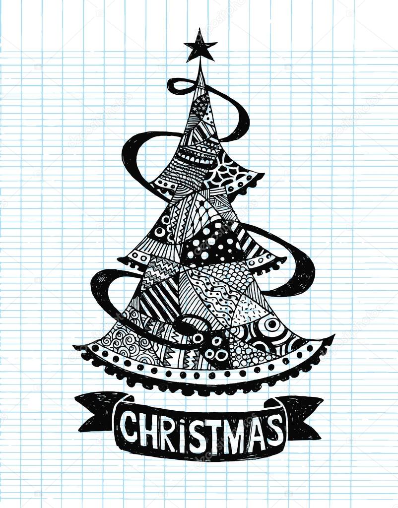 Desenho à mão Doodle árvore de Natal imagem vetorial de © 9george #87780434