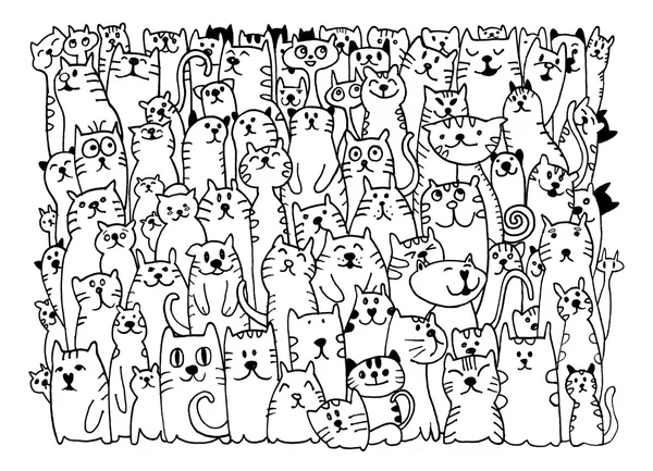 Mão desenho doodle cães grupo —  Vetores de Stock