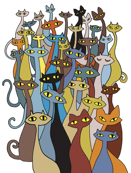 手绘涂鸦猫邪恶集团 — 图库矢量图片