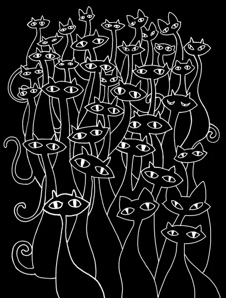 Handzeichnung Doodle Katzen böse Gruppe — Stockvektor