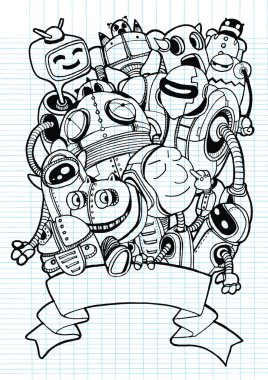 Elle çizilmiş vektör çizim, Doodle robot öğesi