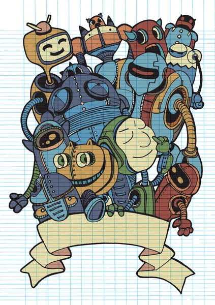 Illustration vectorielle dessinée à la main de l'élément robot Doodle — Image vectorielle