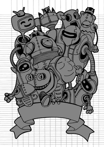 Vector dibujado a mano Ilustración del elemento robot Doodle — Archivo Imágenes Vectoriales