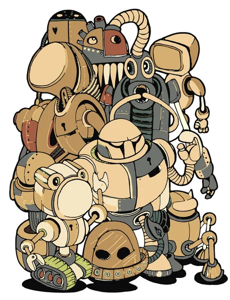 Illustration vectorielle dessinée à la main de l'élément robot Doodle — Image vectorielle