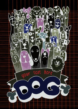 elle çizilmiş doodle komik köpekler ayarla