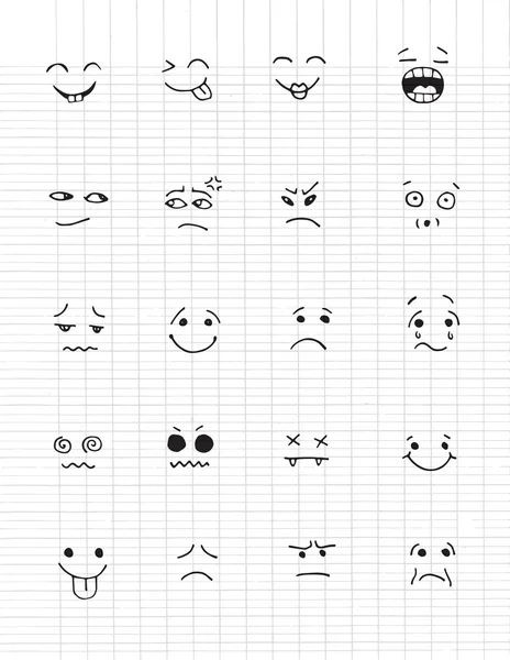 Hand drawn faces set for comics design. Vector illustration — Stock Photo, Image