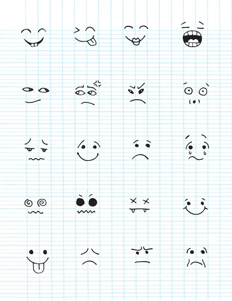 Handgezeichnete Gesichter für Comics. Vektorillustration — Stockfoto