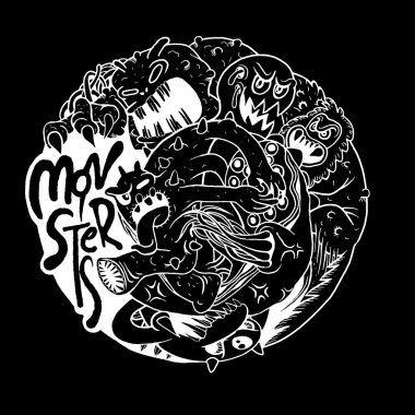 Canavar dövüş kulübü, düz tasarım vektör çizim