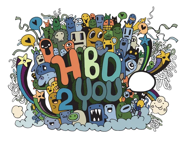 Fiesta de cumpleaños mano dibujado doodles elementos fondo — Vector de stock