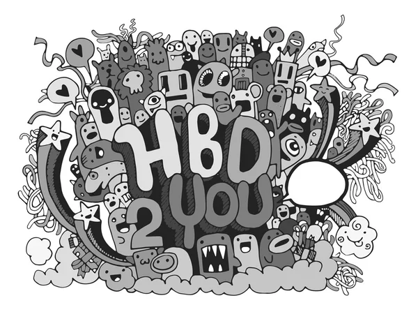 Fiesta de cumpleaños mano dibujado doodles elementos fondo — Vector de stock