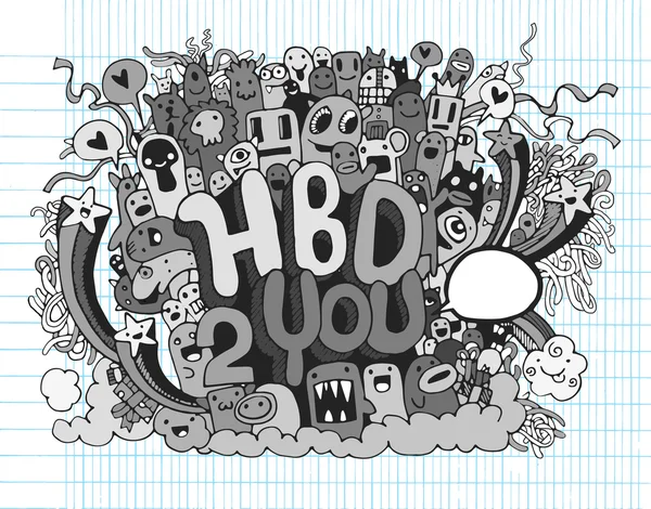 Verjaardag partij hand getrokken doodles elementen achtergrond — Stockvector
