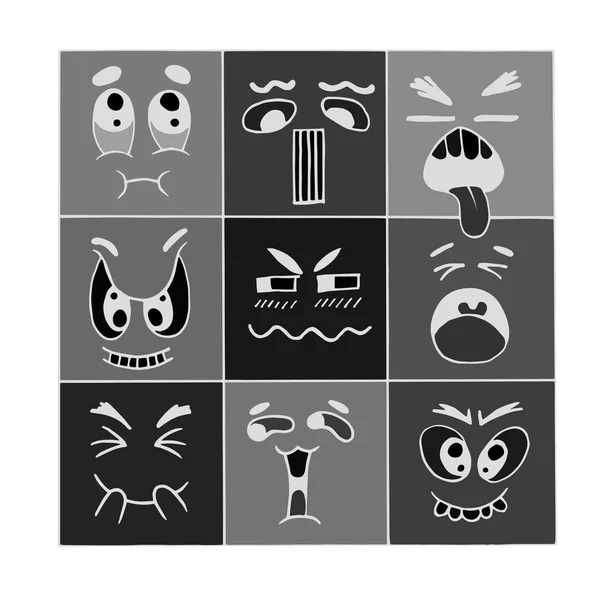 Handgezeichnete Cartoon Monster Gesichter — Stockvektor