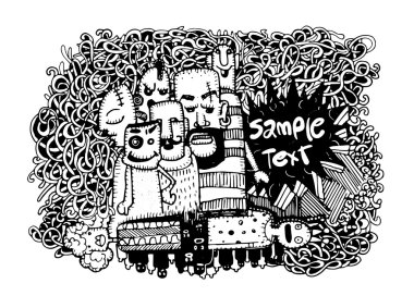 Hand draw cartoon people, sketch for your design