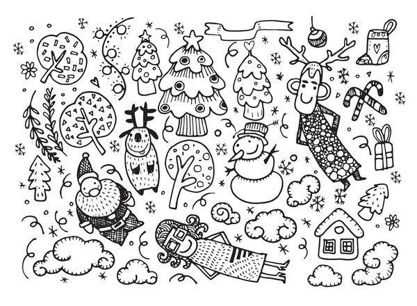 Dessin à la main de fond de Noël Doodle — Image vectorielle