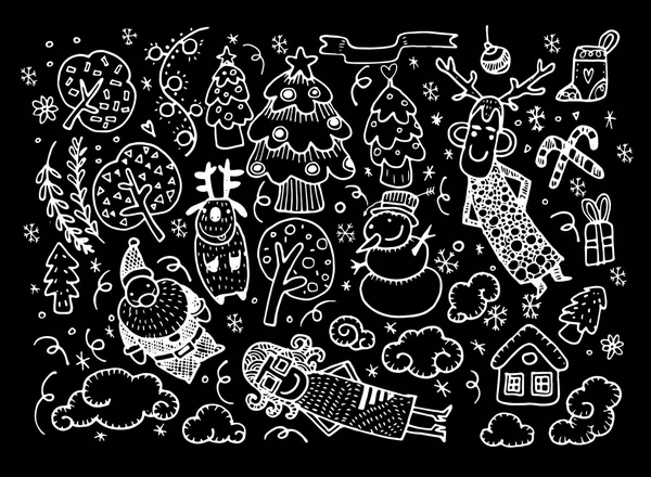 Desenho à mão de Doodle fundo de Natal —  Vetores de Stock