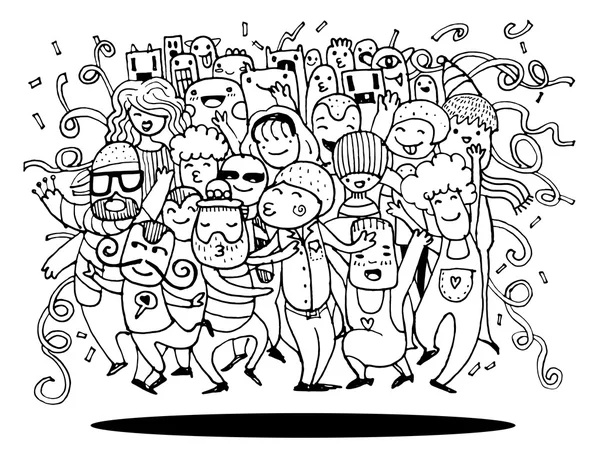 Σχεδίου Doodle της αστείο άνθρωποι κόμμα — Φωτογραφία Αρχείου