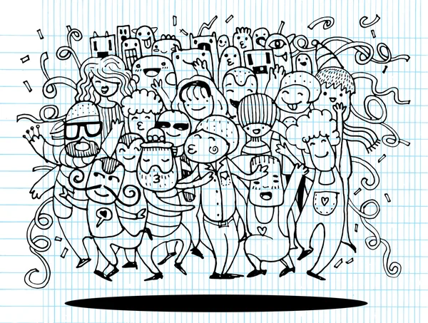 Hand drawing Doodle of Funny party people