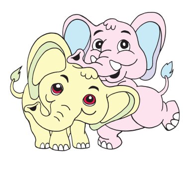 Sevimli çizgi fil Illustration. Vektör çizim