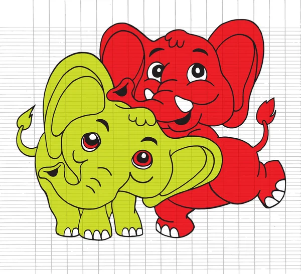 Illustratie van Cute cartoon olifant. Vectorillustratie — Stockvector