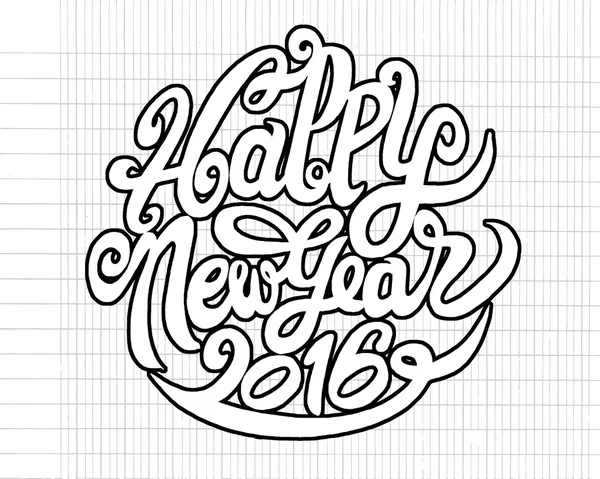 Desenho à mão Doodle de feliz ano novo. Ilustração vetorial . — Vetor de Stock