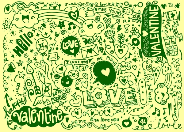 Conjunto de doodle Valentine, mão desenhar elemento amor —  Vetores de Stock