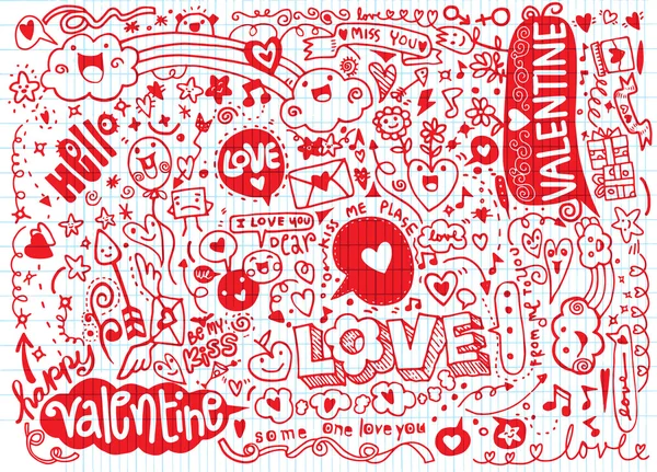 Valentine doodle set ,hand draw love element — Stock Vector